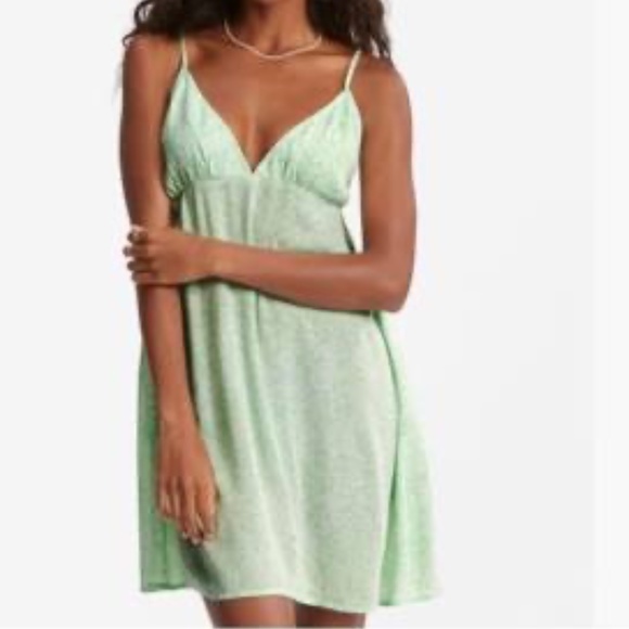 Just Add Sun floral mini slip dress honeydew mint green & white cover up dress - Picture 2 of 2